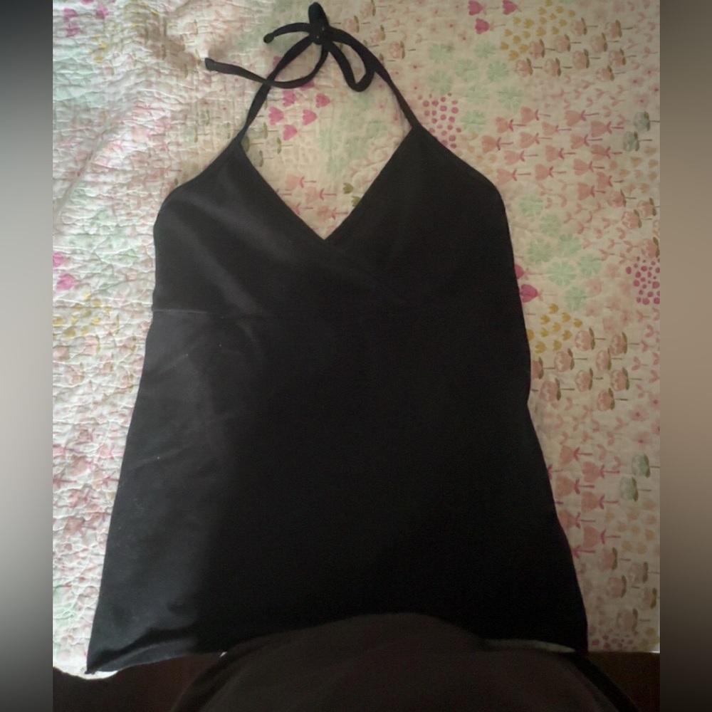 brandy- black cropped halter top